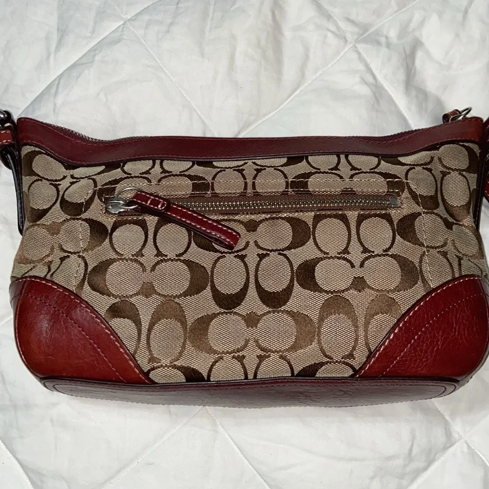 Coach Authentic Hobo Handbag Canvas Leather Brown F12328